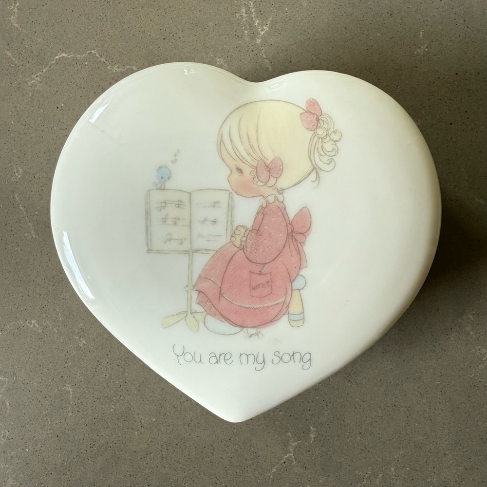 Vintage Precious Moments Heart-Shaped Trinket Box